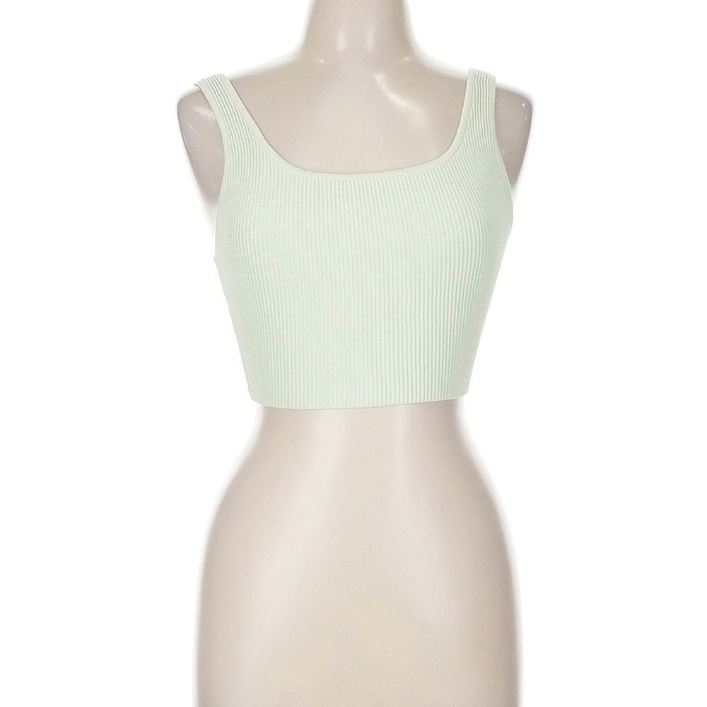 Babaton Light Green Ribbed Crop Top (Medium)